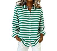 TangoDS Camicie da Donna a Righe con Bottoni Manica Lunga Casual Scollo a Bavero Top Eleganti da Ufficio Tuniche e Bluse