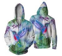 TangoDS Donne Uomini Felpa con Cappuccio Vibrant Tropical Parrots 3D Stampato Cerniera Felpa Casual Loose Cordone Pullover con Tasca