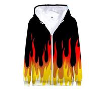 TangoDS Donne Uomini Fire Flame 3D Stampato Felpa con Cappuccio Cerniera Pullover Manica Lunga Felpe con Cappuccio con Tasca Cool Streetwear