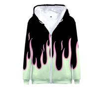 TangoDS Donne Uomini Fire Flame 3D Stampato Felpa con Cappuccio Cerniera Pullover Manica Lunga Felpe con Cappuccio con Tasca Cool Streetwear