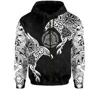 TangoDS Donne Uomini Vichingo Felpe con Cappuccio Stampato 3D Vichingo Guerriero Cool Streetwar Largo Cerniera Felpa Pullover Giacca