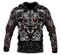 TangoDS Donne Uomini Vichingo Felpe con Cappuccio Stampato 3D Vichingo Guerriero Cool Streetwar Largo Cerniera Felpa Pullover Giacca