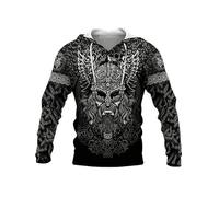 TangoDS Felpa con Cappuccio da Uomo Vikings Tatuaggio Vichingo Mitologia norrena Felpe Stampate a Manica Lunga con Coulisse e Tasche