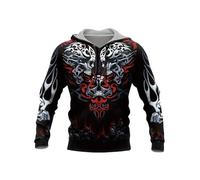 TangoDS Felpa con Cappuccio da Uomo Vikings Tatuaggio Vichingo Mitologia norrena Felpe Stampate a Manica Lunga con Coulisse e Tasche