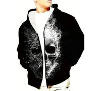 TangoDS Felpa con Cappuccio e Zip Stampata in 3D Flame Terror Skull Felpa con Cappuccio Hip-Hop da Uomo Tuta da Ginnastica Oversize Streetwear Cappotto Abbigliamento da Uomo