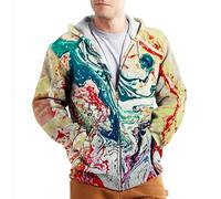 TangoDS Felpa con Cappuccio e Zip Stampata in 3D Flame Terror Skull Felpa con Cappuccio Hip-Hop da Uomo Tuta da Ginnastica Oversize Streetwear Cappotto Abbigliamento da Uomo