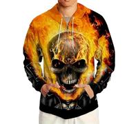 TangoDS Felpa con Cappuccio e Zip Stampata in 3D Flame Terror Skull Felpa con Cappuccio Hip-Hop da Uomo Tuta da Ginnastica Oversize Streetwear Cappotto Abbigliamento da Uomo
