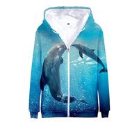 TangoDS Ocean Sea Dolphin 3D Stampato Donne Uomini Cerniera Felpa Casual Cool Manica Lunga Felpa con Cappuccio con Tasca Autunno Abbigliamento Sportivo