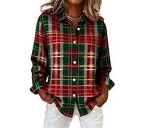 TangoDS Top da Donna a Maniche Lunghe a Quadri Camicette Casual Camicie con Bottoni Collo Larghe e Oversize Top Estivi per Ufficio