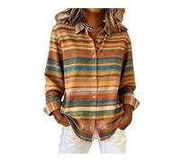 TangoDS Top da Donna a Maniche Lunghe a Quadri Camicette Casual Camicie con Bottoni Collo Larghe e Oversize Top Estivi per Ufficio