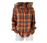 TangoDS Top da Donna a Maniche Lunghe a Quadri Camicette Casual Camicie con Bottoni Collo Larghe e Oversize Top Estivi per Ufficio