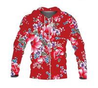 TangoDS Vintage Botanical Flower Pattern Felpa con Cappuccio Donne/Uomini 3D Stampato Cerniera Felpa Casual Pullover Cardigan Cool Streetwear