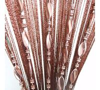 Tangpan, tenda divisoria per finestre anti-mosche con perline luminose decorative, 100 cm x 200 cm, Tessuto, Brown, 100_x_200_cm