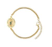 TANGPOET Bracciale con medaglia sacra, da donna, in argento 925, placcato oro, amuleto, gioielli cattolici, regali per la festa della mamma, festa del papà, compleanno, Natale, Argento sterling