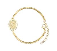 TANGPOET Bracciale con medaglia sacra, da donna, in argento 925, placcato oro, amuleto, gioielli cattolici, regali per la festa della mamma, festa del papà, compleanno, Natale, Argento sterling