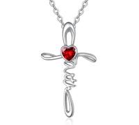 TANGPOET Collana con ciondolo a forma di croce per donna, ragazza, in argento 925, a forma di croce, per compleanno, festa della mamma, Natale, battesimo, cresima, Argento sterling, Zirconia