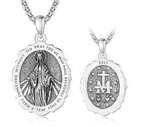 TANGPOET Collana con ciondolo a forma di medaglia sacra, per uomo e donna, in argento Sterling 925, Argento sterling