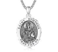 TANGPOET Collana con ciondolo a forma di medaglietta di Santo, unisex, in argento Sterling 925, placcato oro, amuleto di protezione, cattolico, cristiano, religioso, regalo per compleanno, Natale
