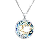 TANGPOET Collana da donna in argento Sterling 925 con ciondolo a forma di sole, luna, stella, gioiello celeste, idea regalo, Misura unica, Argento sterling, Cristallo