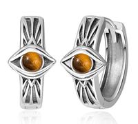 TANGPOET Orecchini a cerchio con nodo celtico, in argento Sterling 925, da uomo, piccoli gioielli vichinghi, regalo irlandese per donne, 0.59, Argento sterling, Occhio di tigre