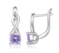TANGPOET Orecchini all'infinito in argento sterling 925, con zirconi portafortuna, gioielli da donna, 16mm, Argento sterling, Nessuna pietra preziosa