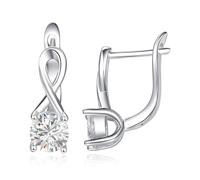 TANGPOET Orecchini all'infinito in argento sterling 925, con zirconi portafortuna, gioielli da donna, 16mm, Argento sterling, Nessuna pietra preziosa
