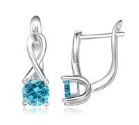 TANGPOET Orecchini all'infinito in argento sterling 925, con zirconi portafortuna, gioielli da donna, 16mm, Argento sterling, Nessuna pietra preziosa