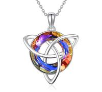 TANGPOET Trinity - Collana con nodo celtico per donne e uomini, in argento Sterling 925, ciondolo da donna, gioiello vichingo, Misura unica, Argento sterling, Cristallo