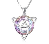 TANGPOET Trinity - Collana con nodo celtico per donne e uomini, in argento Sterling 925, ciondolo da donna, gioiello vichingo, Misura unica, Argento sterling, Cristallo