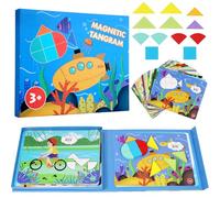 Tangram - Gioco magnetico per bambini, puzzle IQ, magneti per bambini, giochi di viaggio per auto e viaggi, gioco magnetico e creativo