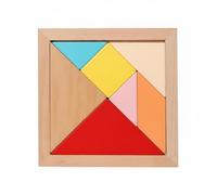 Tangram in legno colorato per bambini, Scatola in metallo, Gioco educativo