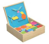 Tangram Magnetici, Puzzle Magnetico a 108 Modi e 30 Scene Focus e Pensiero Divertenti Giocattoli Montessori in Legno per Ragazzi, Ragazze 3-12 Anni, Tangram