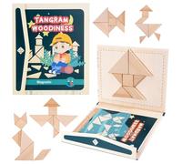 Tangram Magnetico in Legno, Gioco Viaggio Costruzione di Forme Geometriche, Puzzle Educativo Montessori Libro IQ Regalo per Bambini Ragazzo Ragazza 3+ Anni