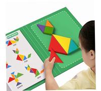 Tangram per bambini dagli 8 ai 12 anni, giochi di apprendimento, libro di puzzle magnetico in legno con 96 blocchi di sfida Tangram per bambini, giocattolo educativo per sfide per adulti, giocattoli