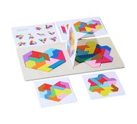 Tangram, puzzle in di legno, giocattolo puzzle a due giocatori, puzzle tangrams in legno, blocco di puzzle geometrico a due giocatori per ragazzi e ragazze 3 ai 5 anni