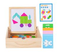 Tangram Puzzle Magnetic - Set Di Giocattoli Per Istruzione Precoce In Legno, Gioco Di Costruzione A Forma Di Stelo, Colorati Per La Risoluzione Dei Problemi E La Creatività | Scuola Materna Pe