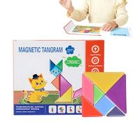 Tangram Puzzle - Pattern Blocks For Kids, Magnetic Shape Learning Toys Games, Educational Block Activities | Geometric Puzzles | Ages 3+ Girls Boys Kindergarten Preschool Home School Math Class