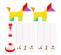 Tangram Puzzle - Puzzle Tangram educativi in legno da 6,69 pollici con timer di forme e fogli di risposta, puzzle | Puzzle | Per viaggi in famiglia in classe o attività