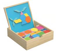 Tangram, Tangram Magnetici, Puzzle Magnetico a 108 Modi e 30 Scene Focus e Pensiero Divertenti Giocattoli Montessori in Legno per Ragazzi Ragazze 3-12 Anni