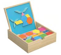 Tangram, Tangram Magnetici, Puzzle Magnetico a 108 Modi e 30 Scene Focus e Pensiero Divertenti Giocattoli Montessori in Legno per Ragazzi, Ragazze 3-12 Anni, Puzzle