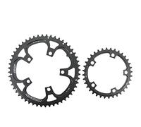 TANGSIYANG Monocorona MTB Doppia Corona 110bcd Bici da Strada Ovale Rotonda Corona 2X 50t 35t 34t 53t 39t(Round Black 52-36T)