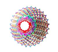 TANGSIYANG Ruota Libera Bicicletta da Strada Ruota Libera a Cassetta Colorata 9 velocità 11-13-15-17-19-21-23-25-28T Volano in Acciaio al Cromo-molibdeno Arcobaleno(Red)