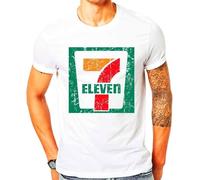 TANGTTAO 7 Eleven Men's White Cotton T Shirt Seven 11 Men's White T-Shirt White