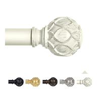 TANGWIN Bastoni per tende bianchi antichi per finestre da 71 a 120 cm, asta per tenda regolabile da 2,5 cm, aste per tende resistenti, terminali con trama a rete, aste per tende da finestra 45,7-114,3