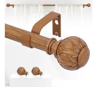 TANGWIN Bastoni per tende in legno bohémien per finestre: 45-152 cm, asta per tenda in legno per camera da letto e soggiorno, resistente, regolabile, rustico, decorativo, con finitura vintage in finto