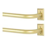 TANGWIN Gold Wrap Around Curtain Rods 2 Pack:Blackout Heavy Duty Adjustable Window Curtain Rod Room Darkening,Modern Industrial Curved French Return Metal Drapery Rods Easy Install,Brass Gold 48-90"
