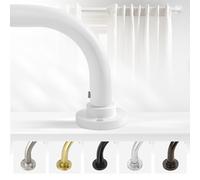 TANGWIN White Wrap Around Curtain Rods 66 to 120 Inch:Blackout Heavy duty Adjustable Window Curtain Rod for Bedroom,Industrial Darkening Curved French Metal Single Drapery Rods Easy Install,Pure White