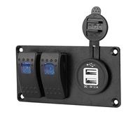 Tangxi 2 Pannello di Interruttore a Roccia a Marcia Lunga con una Doppia Connessione USB 3.1A per, Luce a LED Blu e Regolazione Universale per Veicoli Marittimi