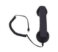 Tangxi Cornetta Telefonica retrò, Cornetta Telefonica Cablata con Ricevitore Portatile, Altoparlante HiFi e Microfono, Ricevitore Ergonomico per Cellulare di Tipo C per Chiamate in (BLACK)