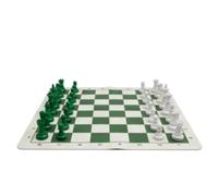 Tangxi Gioco da Viaggio e Festa 2 in 1 Scacchi e Dama (Verde e Bianco) | Design pieghevole, base tappetino in gomma antiscivolo, pezzi da gioco in legno, regalo divertente per la famiglia